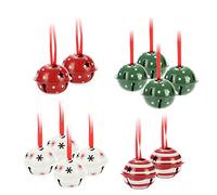 com-four® 12x hanging decorations for Christmas 4 cm Ø - metal bells to hang - decorative metal bells as pendants for windows, doors and Christmas trees (green white red)
