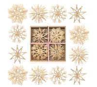 COM-FOUR® 12x straw stars in a mix set, Christmas tree decorations | straw pendants for the Christmas tree - natural Christmas tree hangings - Ø 11 cm