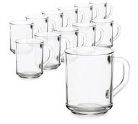 com-four® 12x Tea Glass - Drinking Glasses with Handle for Tea and Coffee - Ideal for hot Drinks, Cocoa, Latte Macchiato and Cappuccino (12 Pieces - 240ml)