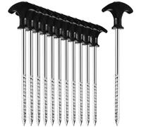 COM-FOUR® 12x tent pegs made of steel - robust ground pegs with thread for camping and outdoors - ideal for normal and hard ground with a T-handle