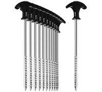 COM-FOUR® 12x tent pegs made of steel - robust ground pegs with thread for camping and outdoors - ideal for normal and hard ground with a T-handle