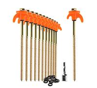 COM-FOUR® 12x tent pegs - robust steel pegs with thread and rope holder - rock ground pegs for camping and outdoors - tent hooks for hard ground and wood