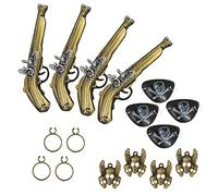 COM-FOUR® 16-piece pirate set - accessory set for pirate costume - pirate disguise accessories - for carnival, theme parties and costume events - skull