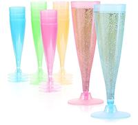 com-four® 16x Reusable Champagne Glasses - Plastic Champagne Glasses for Parties, Camping and on The go - Reusable and Dishwasher-Safe - Champagne Flutes [Selection Varies]