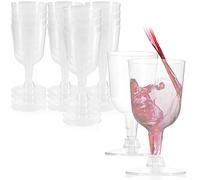 com-four® 16x Reusable Wine goblets - Transparent, Stackable Plastic Wine Glasses for Parties, Camping, and on The go - Reusable and Dishwasher-Safe