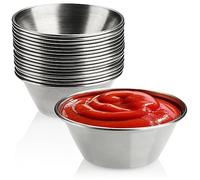 com-four® 16x Sauce Bowls Ø 6 cm Made of Stainless Steel - Mini Dishes for dips and Snacks - Spice containers - Rust-Proof Metal Cups - Serving Tableware