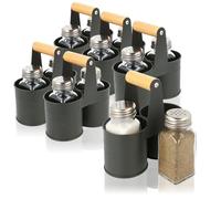 com-four® 18-piece Glass Spice Shaker Set, Salt and Pepper with Metal Rack | jars with screw lid for kitchen - catering