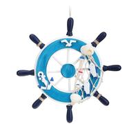 com-four® 1x Decorative wooden steering wheel - Shipping decoration for hanging - Maritime hanging decoration for the home