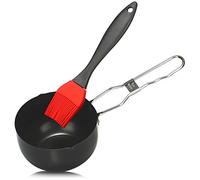 COM-FOUR® 2-piece Glazing Set - Saucepan and Silicone Baking Brush for BBQ, Grill, Kitchen, Patisserie and Christmas Bakery - 400 ml