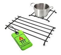 COM-FOUR® 2-piece stainless steel trivet set with rubber feet - non-slip metal base in grid design - heat-resistant trivets for pots, pans and casserole dishes