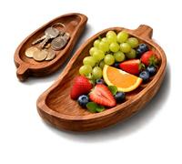 COM-FOUR® 2-piece tray set made of acacia wood, decorative boards in leaf