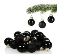 COM-FOUR® 20 x Black Glass Christmas Baubles - 3cm Diameter - Hanging Ornaments for Christmas Tree