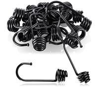 COM-FOUR® 20x Black Spiral Metal Hooks - Painted, Weatherproof - End Piece for Tension Belts, Luggage Tensioners, Tarpaulin Ropes, Expanders, Cords & Guy Ropes (Up to 8mm) - CF17718