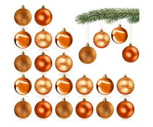 com-four® 20x Christmas balls copper - Baubles made of plastic for Christmas - Tree decorations for the Christmas tree with pendant, Ø 6 cm