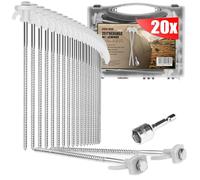 com-four® 20x tent pegs made of steel - screw pegs in transport box - robust ground pegs with thread for camping and outdoors - tent pegs ideal for hard ground