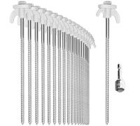 com-four® 20x tent pegs made of steel - screw pegs with adapter for cordless screwdriver - robust ground nails with thread for camping and outdoor - tent pegs ideal for hard ground