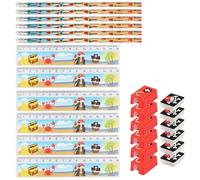 com-four® 24-piece children's writing set pirate - school supplies with pencil, ruler, sharpener and eraser for 6 children - party pack as a party favor (24-teilig - Pirat)