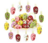 com-four® 24x Easter eggs to hang up - Easter decoration made of wood in great colors - Deco Easter eggs with beautiful colors and patterns (Alive / 1.9cm)