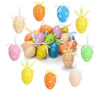 com-four® 24x hand-painted Easter eggs for hanging - Easter decorations with beautiful patterns - Decorative Easter eggs in great sizes - Size: 6 cm [Selection varies] (Mix Dots/Flowers - 01)