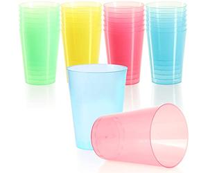 com-four® 24x Reusable Drinking Cups for Parties, Camping, and on the go - Reusable and Dishwasher-Safe - Plastic Glass [Selection Varies]