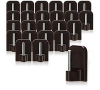 COM-FOUR® 24x self-adhesive curtain hooks for curtain rods, Vitra rods - adhesive hooks for windows, window hooks - brown