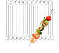 COM-FOUR® 24x Stainless Steel skewers - 24 cm Long Meat skewers - BBQ skewers for Meat, Fish and Vegetables (24cm)