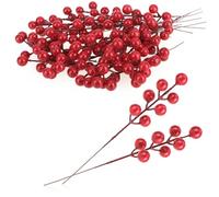 com-four® 25x decorative branches - decorative small branches with berries - decorative branches as table decorations - craft accessories for DIY work (25 pieces - few red berries)