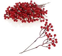 com-four® 25x decorative branches - decorative small branches with berries - decorative branches as table decorations - craft accessories for DIY work (25 pieces - red berries 1)