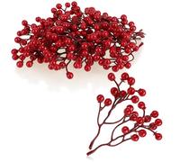 com-four® 25x decorative branches - decorative small branches with berries - decorative branches as table decorations - craft accessories for DIY work (25 pieces - red berries 2)