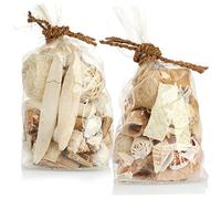 COM-FOUR® 2x bags filled with beautiful shells and wood in the color beige