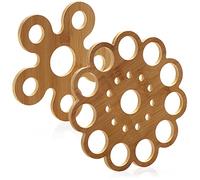 com-four® 2x Bamboo Trivets - Underlays for pots, pans, casserole dishes and plates - Pot stand - Heat protection tray (2 pieces - Bamboo - Style 2)