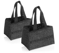 com-four® 2X Bottle Bag - Felt Bag with Handles for Drinks - Felt Drink Holder for 6 Bottles - Foldable 6-Piece Carrier for Bottles up to 0.5 l (02 Pieces - Men's Handbag)