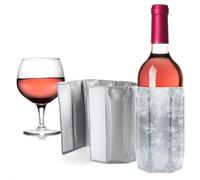 COM-FOUR® 2X Bottle Cooler for on The go - Wine Cooler Sleeve with Quick Release - Cooling Sleeve for Cooling Beer, Wine and Soft Drinks - Champagne Cooler (02 Pieces - Gray)