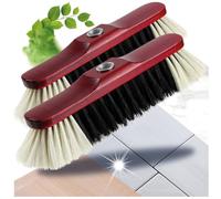 com-four® 2x Broom with horsehair mix for outdoor, Soft brush head | Broom head for garden cleaning - 30 cm