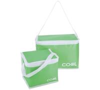 COM-FOUR® 2x cooler bag 4 L / 10 L - foldable thermal cooler box - lightweight insulated bag for camping & outdoor with shoulder strap and carrying handle - picnic bag with zipper (2-piece - green)