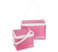 COM-FOUR® 2x cooler bag 4 L / 10 L - foldable thermal cooler box - lightweight insulated bag for camping & outdoor with shoulder strap and carrying handle - picnic bag with zipper (2-piece - pink)