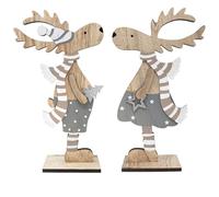 com-four® 2x decorative displays for Christmas - reindeer made of wood to put down - Christmas displays to decorate and give away