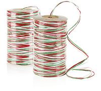 COM-FOUR® 2X Decorative Ribbon roll - Colored Gift Ribbon Made of Raffia - Filigree Threads 3-Colored - fine Cords for Decoration - Ribbon Thread, 100m Each (2 Pieces - 3 Colors)