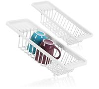 com-four® 2x draining basket - draining rack for the sink - white draining aid for dishes and other household items - hanger for the sink