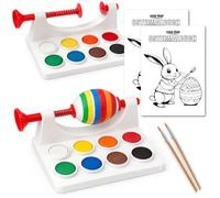 com-four® 2X Easter Egg Decoration Set, Optimized Painting Machine with Book, Brush and Paints, Craft Accessories for Decorating Shells, Suitable up to XL (2X Paint Set - Multicolor Version 2)