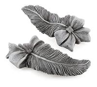 com-four® 2x grave decoration feather with ribbon - elegant mourning stone as symbol of hope, comfort and closeness to angels - weatherproof cemetery ornament - memorial piece (2 pieces - springs)