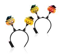 com-four® 2x Halloween headband pumpkin with LED light - headband as a costume accessory for theme parties, carnival or birthday - headdress with colorful LED lighting (02 pieces - pumpkin)