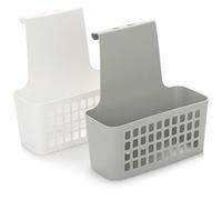 com-four® 2x Hanging basket - Robust storage box made of plastic - Organizer for kitchen, bathroom and wardrobe (Hängekorb 2 Stück grau/weiß)