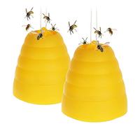 COM-FOUR® 2x insect trap with removable lid - nature-protecting live trap for hanging - animal-friendly insect protection - insect catcher made of plastic (Beehive design - 2 pieces)