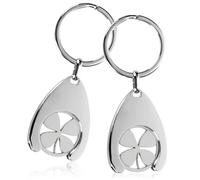 com-four® 2x key ring cloverleaf in the shopping cart chip, cloverleaf pendant with removable shopping chip for the shopping cart (2 pieces - cloverleaf)