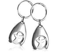 com-four® 2x key ring guardian angel with shopping cart chip, angel with removable shopping chip for the shopping cart (02 pieces - guardian angel)