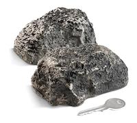 COM-FOUR® 2x key stone "big mountain" - imitation stone with secret compartment - artificial rock for geocaching - key hiding place in stone look - stone dummy - artificial boulder