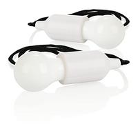 COM-FOUR® 2X LED Hanging lamp with Pull Switch, Cordless Hanging lamp, Battery-Operated Lightbulb with Cord Switch, for Camping, Festivals, cupboards, cellars and Outdoors (02 Pieces - Cord - White)