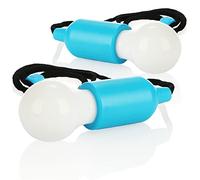 COM-FOUR® 2X LED Hanging lamp with Pull Switch, Cordless Hanging lamp, Battery-Operated Lightbulb with Cord Switch, for Camping, Festivals, cupboards, cellars and Outdoors (02 Pieces - Cord - Blue)