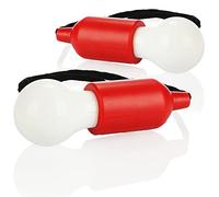 COM-FOUR® 2X LED Hanging lamp with Pull Switch, Cordless Hanging lamp, Battery-Operated Lightbulb with Cord Switch, for Camping, Festivals, cupboards, cellars and Outdoors (02 Pieces - Cord - red)